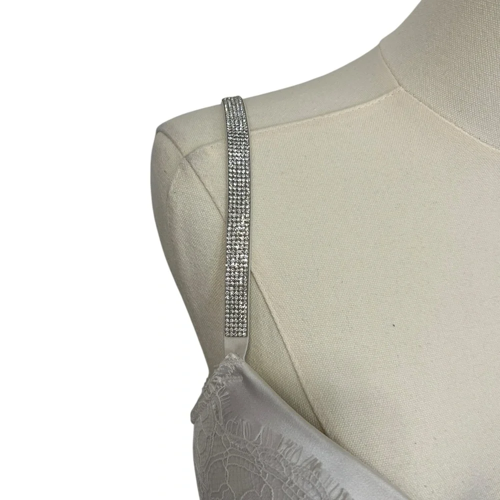 Victoria Secret Bralette Bra Bombshell Push Up White Size 34C Bridal Lace - Picture 3 of 12